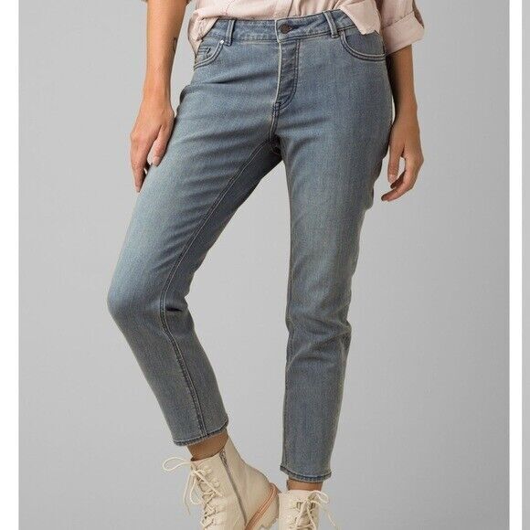 New NWT Womens 14 Prana Jeans Buxton Denim Blue Organic Performance 32 X 27 Boy - Picture 1 of 6